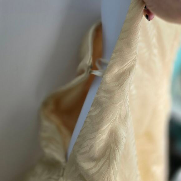 Vintage 80s 90s Jessica McClintock Gold Strapless Mini Dress Zebra Jacquard 6 - Picture 8 of 11